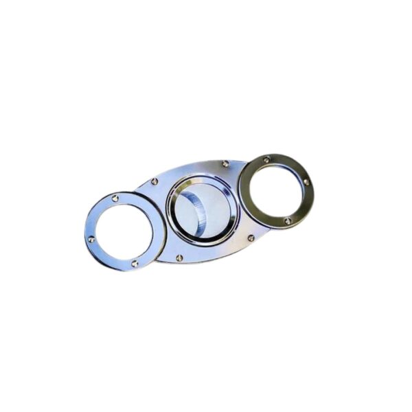 Two tone silver and chrome Steel blade cigar cutter